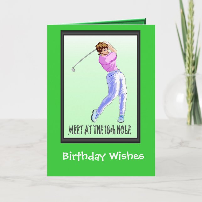 Golfing Birthday cards, Lady player Card (Front)