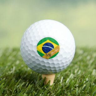 Golfing Brazil & Monogram, Brazilian Flag Golf Balls