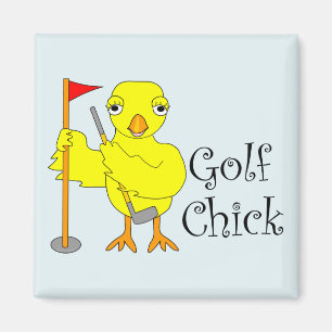 Golfing Chick Text Magnet