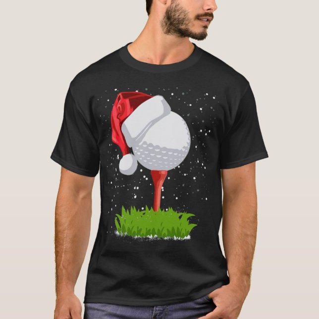 Golfing Christmas Santa Hat Golf Ball Gift For hob T-Shirt (Front)