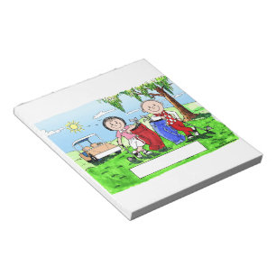 Golfing Couple - Personalised Cartoon Notepad