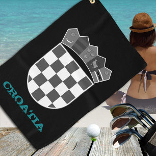 Golfing Croatia & Croatian coat of arms / flag Golf Towel
