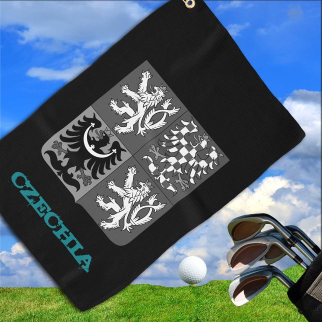 Golfing Czech Republic & Czech coat of arms / flag Golf Towel (Creator Uploaded)