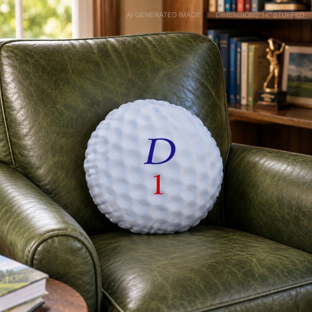 Golfing Dad Golf Ball Round Throw Pillow (Just add your initial and golf ball number and "putt" it on your couch)