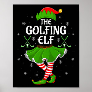 Golfing Elf Christmas Girls Women Elf Squad Xmas F Poster