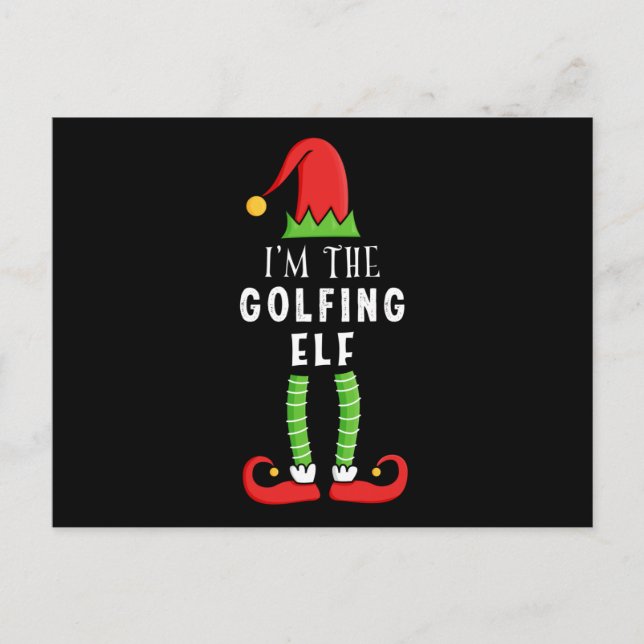 Golfing Elf Christmas Matching Family Gift Postcard (Front)