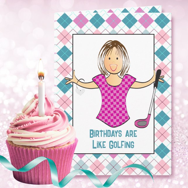 Golfing Female Cartoon Funny Saying Birthday Card (Creator Uploaded)