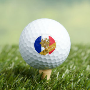 Golfing France & Monogram, French Flag /golden Golf Balls
