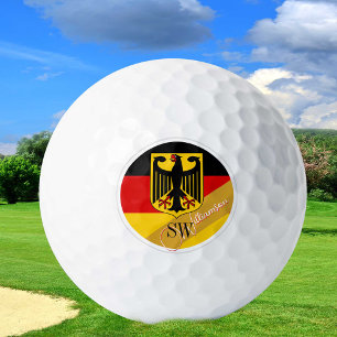 Golfing Germany & Monogram, German Flag /golden Golf Balls