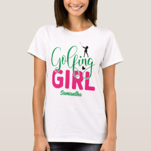 Golfing Girl t-shirt with editable name