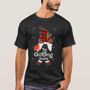 Golfing Gnome Buffalo Plaid Matching Family Christ T-Shirt