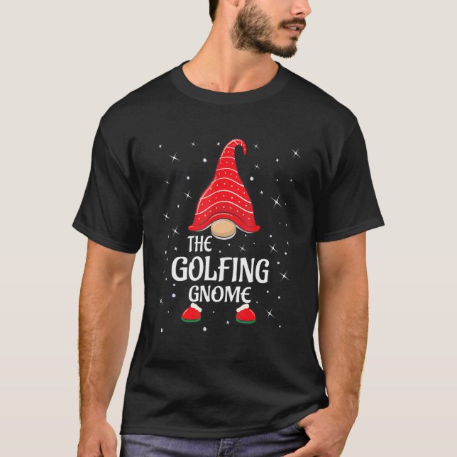 Golfing Gnome Buffalo Plaid Matching Family Christ T-Shirt (Front)