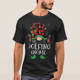 Golfing Gnome Buffalo Plaid Matching Family Christ T-Shirt