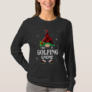 Golfing Gnome Red Plaid Matching Family Christmas T-Shirt