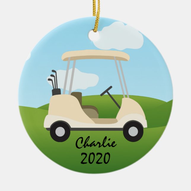 Golfing Golf Cart Ornament (Front)