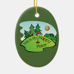 Golfing Golf Course Hole Happy Place Ceramic Tree Decoration