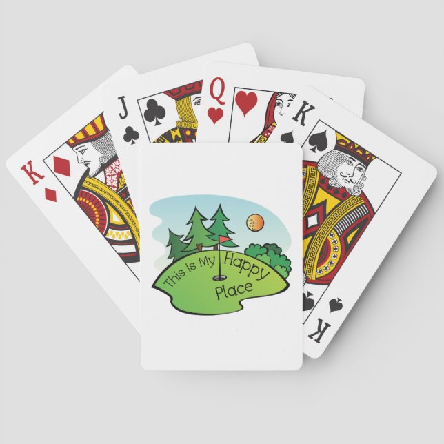Golfing Golf Course Hole Happy Place Playing Cards (Back)