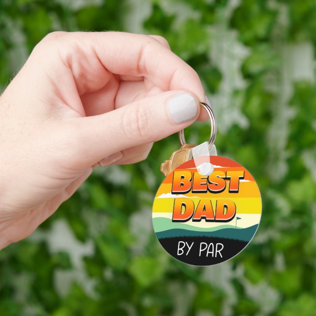 Golfing Golfer Dad Best Dad By Par Key Ring (Hand)