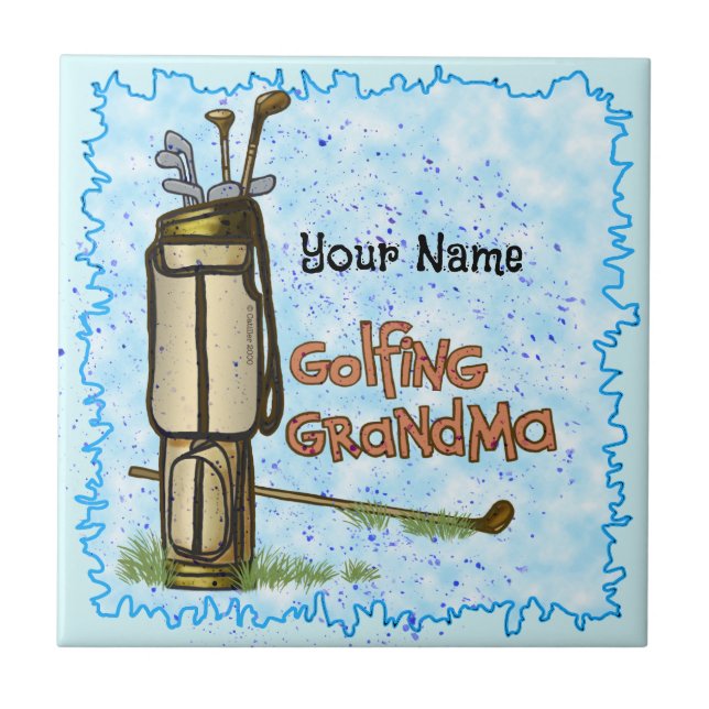 Golfing Grandma  Tile (Front)