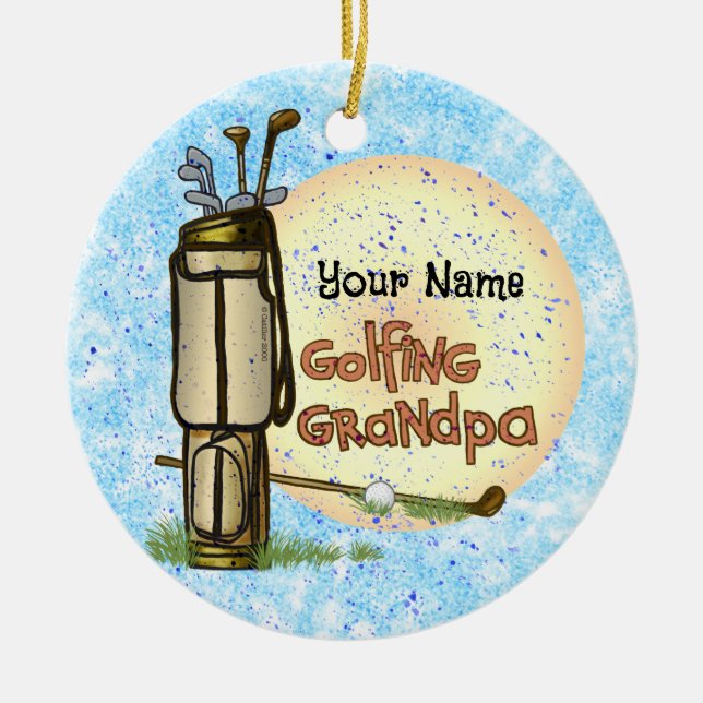 Golfing Grandpa golf Ceramic Tree Decoration (Front)