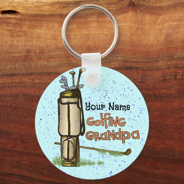 Golfing Grandpa  Key Ring (Front)