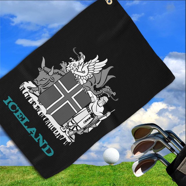Golfing Iceland & Icelandic coat of arms / flag Golf Towel (Creator Uploaded)