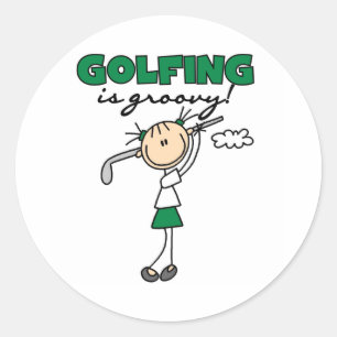 Golfing is Groovy Classic Round Sticker