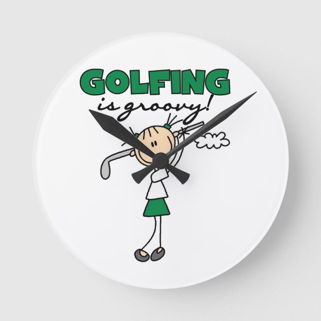 Golfing is Groovy Round Clock (Front)