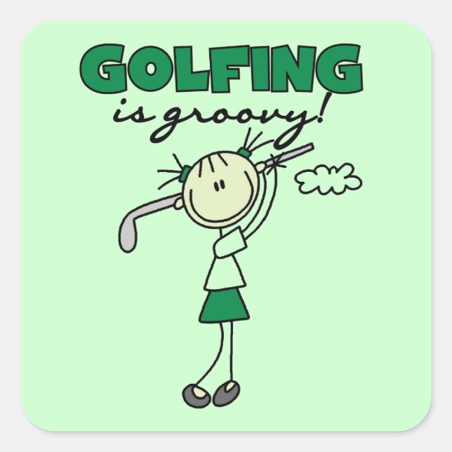 Golfing is Groovy Square Sticker (Front)