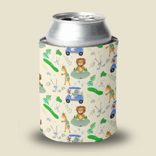 Golfing Jungle Animals Baby Personalise  Can Cooler