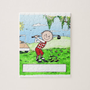Golfing, Male- Personalised Friendly Folks Cartoon Jigsaw Puzzle