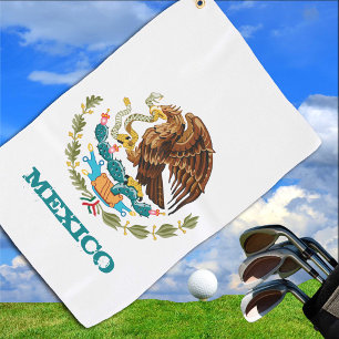 Golfing Mexico & Mexican Eagle coat of arms / flag Golf Towel
