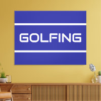 GOLFING Modern White Text Stripes On Deep Blue