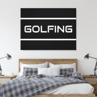 GOLFING Modern White Text Stripes On Sleek Black