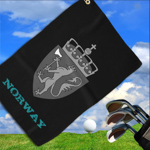 Golfing Norway & Norwegian coat of arms / flag Golf Towel