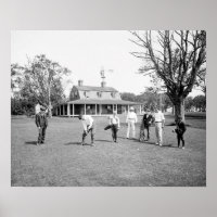 Golfing on Shelter Island, 1904. Vintage Photo