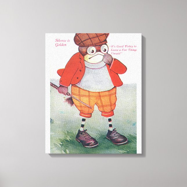 Golfing Owl Noting Silence is Golden Canvas Print (Front)