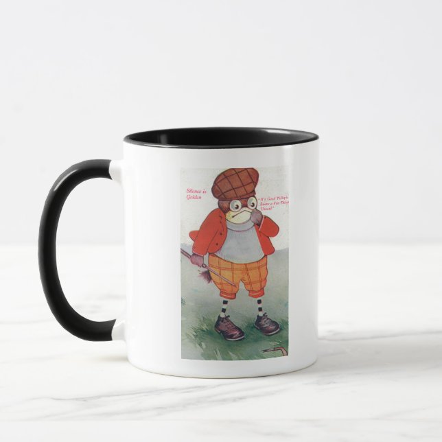 Golfing Owl Noting Silence is Golden Mug (Left)
