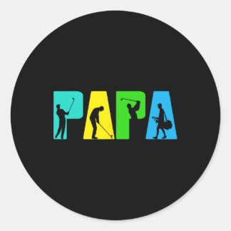 Golfing Papa Golfer Shirt. Golf Gifts For Fathers  Classic Round Sticker