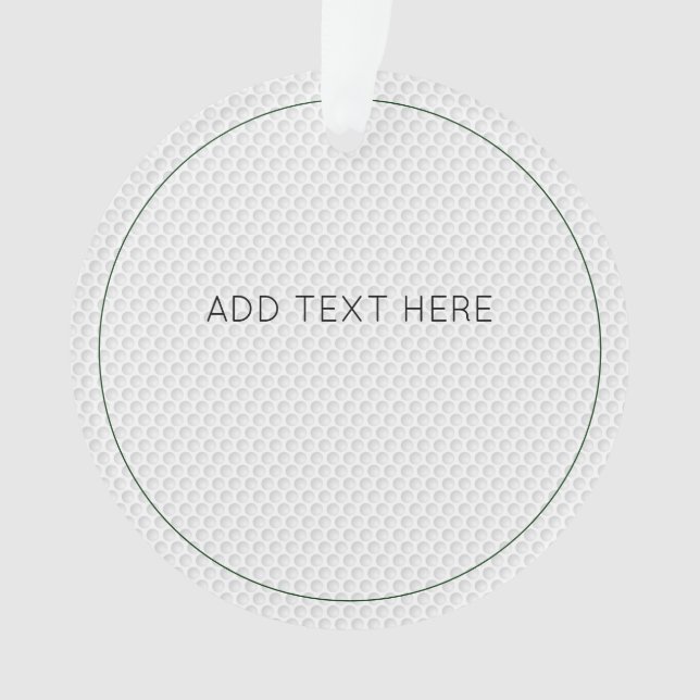 Golfing Pattern Add Own Text Golf Ball Green White Ornament (Front)