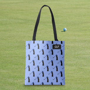 Golfing Pattern - Player and Driver - add initials Tote Bag