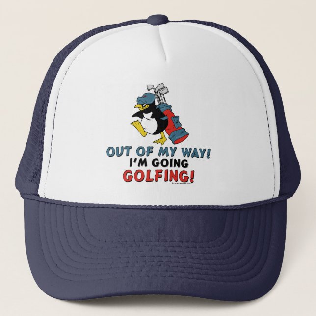 Golfing Penguin Trucker Hat (Front)