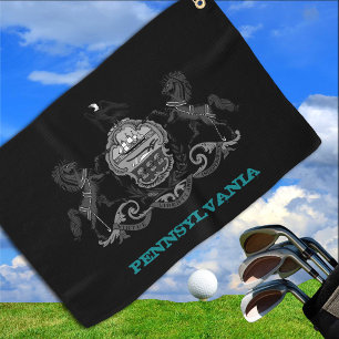Golfing Pennsylvania coat of arms / flag Golf Towel