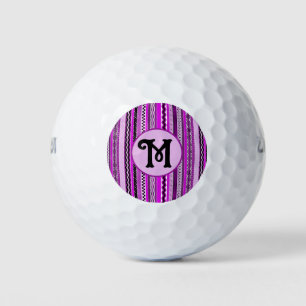 Golfing Purple Stripes Personalised Monogrammed Golf Balls