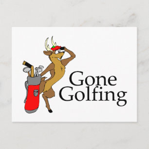 Golfing Reindeer Postcard