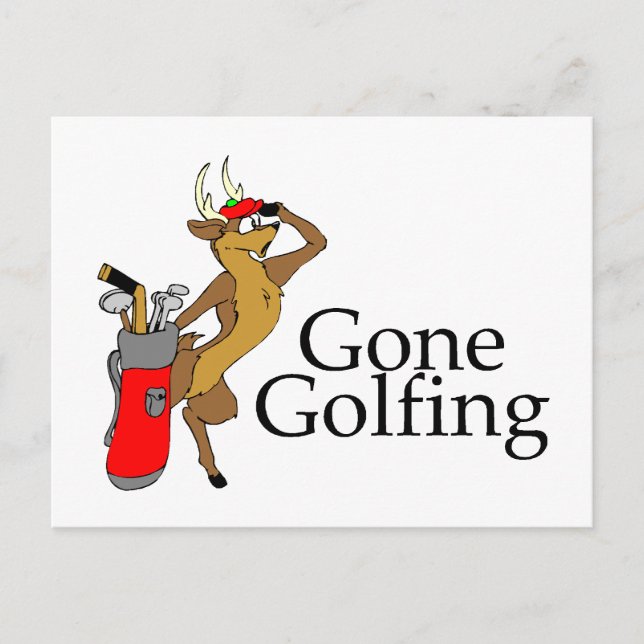 Golfing Reindeer Postcard (Front)