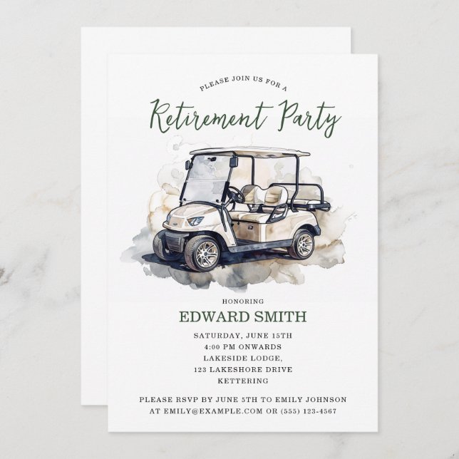 Golfing Retirement Party Invitation (Front/Back)