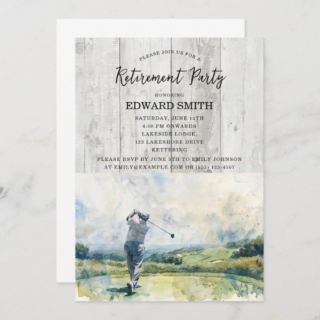 Golfing Retirement Party Invitation (Front/Back)