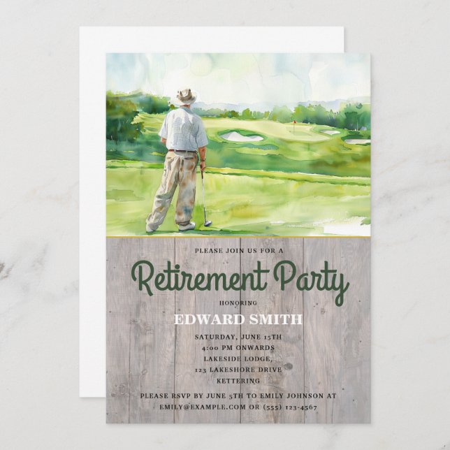 Golfing Retirement Party Invitation (Front/Back)
