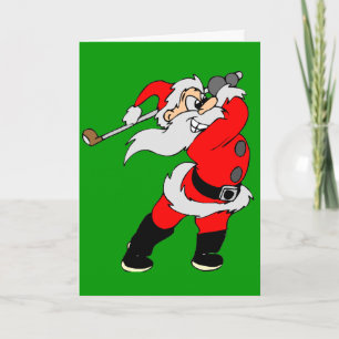 Golfing Santa Christmas Holiday Card